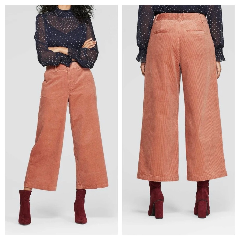A NEW DAY High Rise Wide Leg Cropped Corduroy Pants • Sz 2
